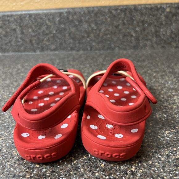 Crocs Toddler Little Girl 8 Red/Ivory Minnie Mouse Ankle Strap Sling Back Sandal - Picture 7 of 10